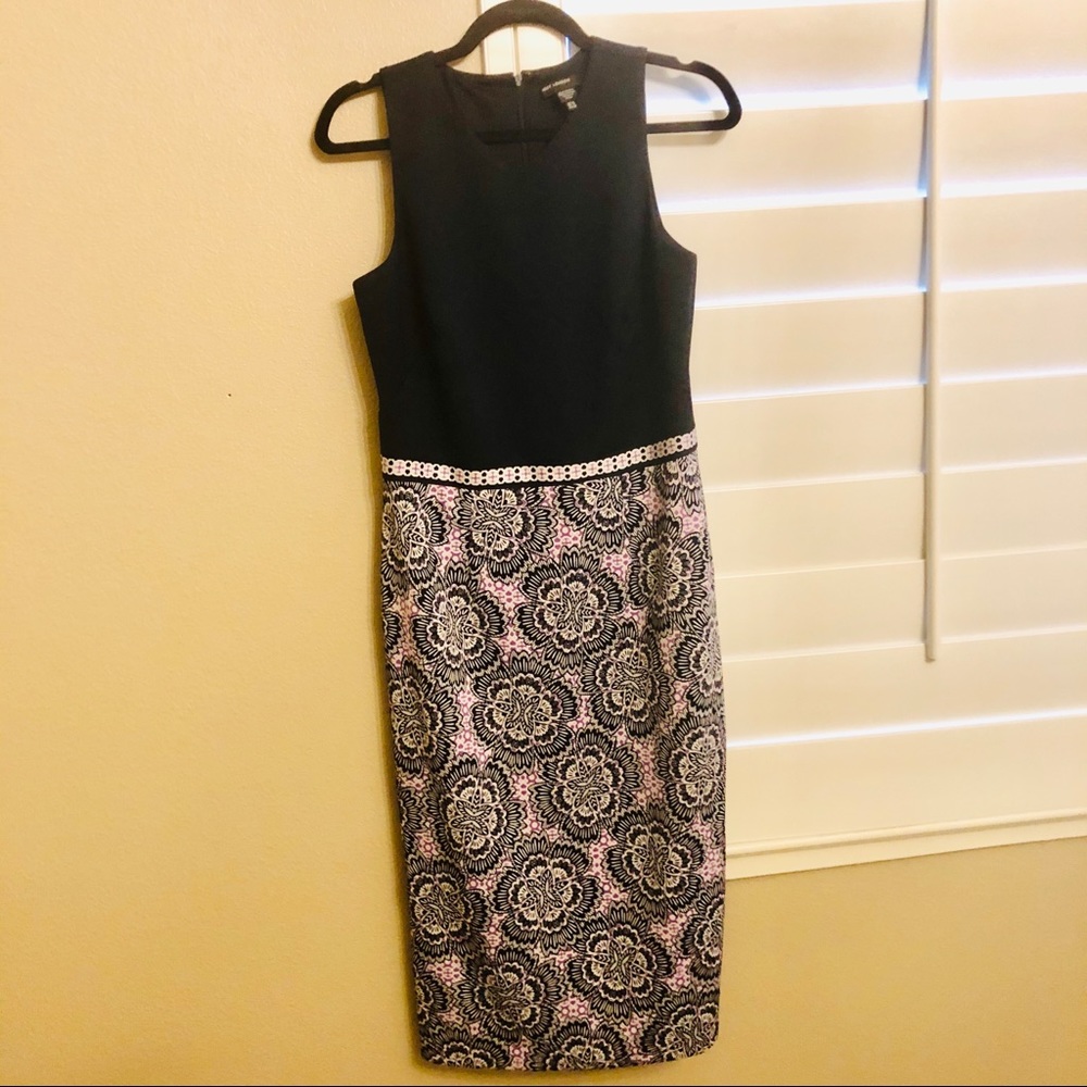 Maggy London navy and floral midi dress